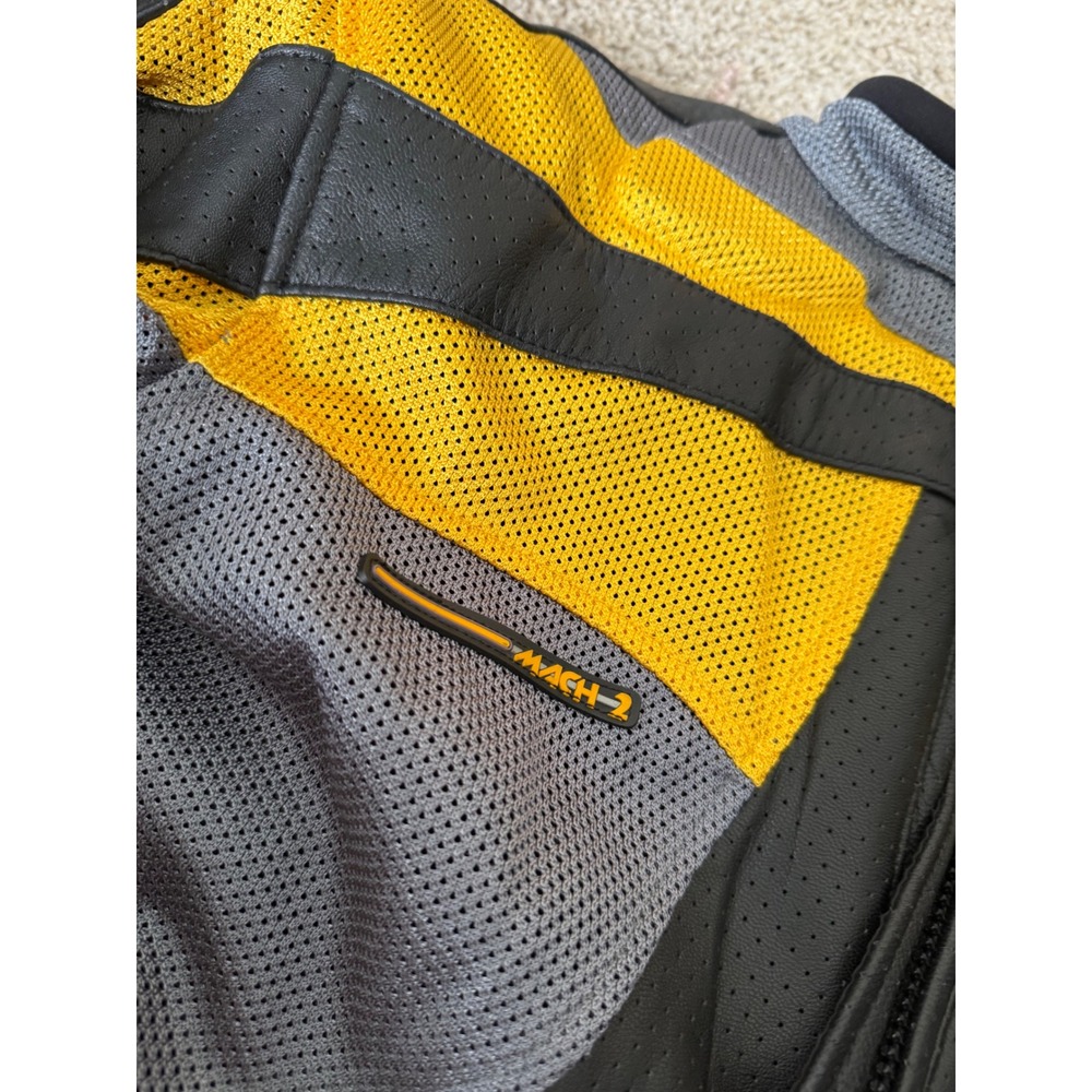 Fieldsheer High Temp Leather Mesh Motorcycle Jacket black yellow men size 12/14 - Picture 10 of 15